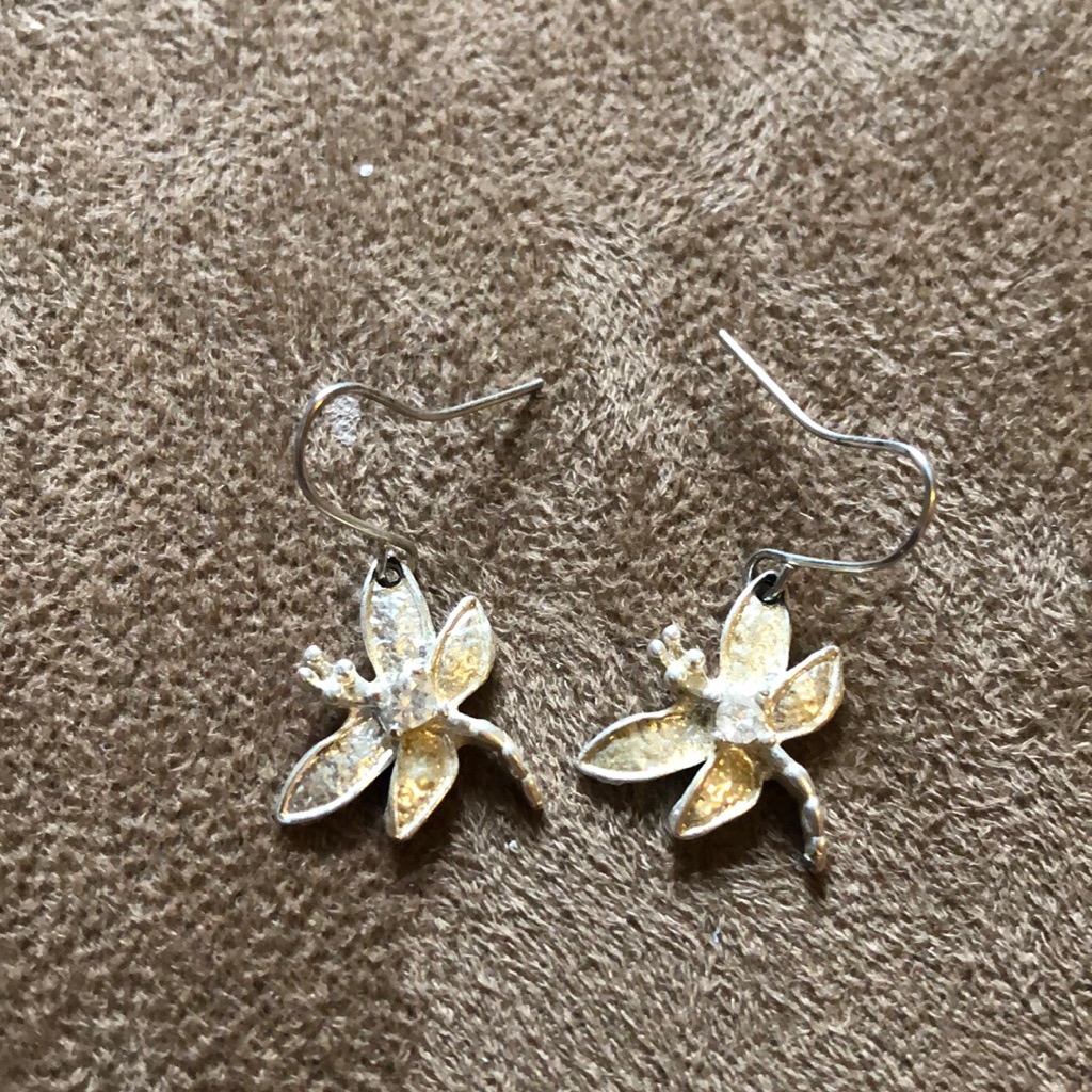 Silver With Diamond Dragonfly Earrings